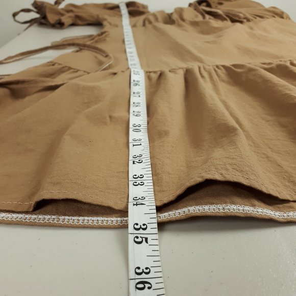 Camel Puff Sleeve Square Neck Summer Dress - Picture 9 of 13